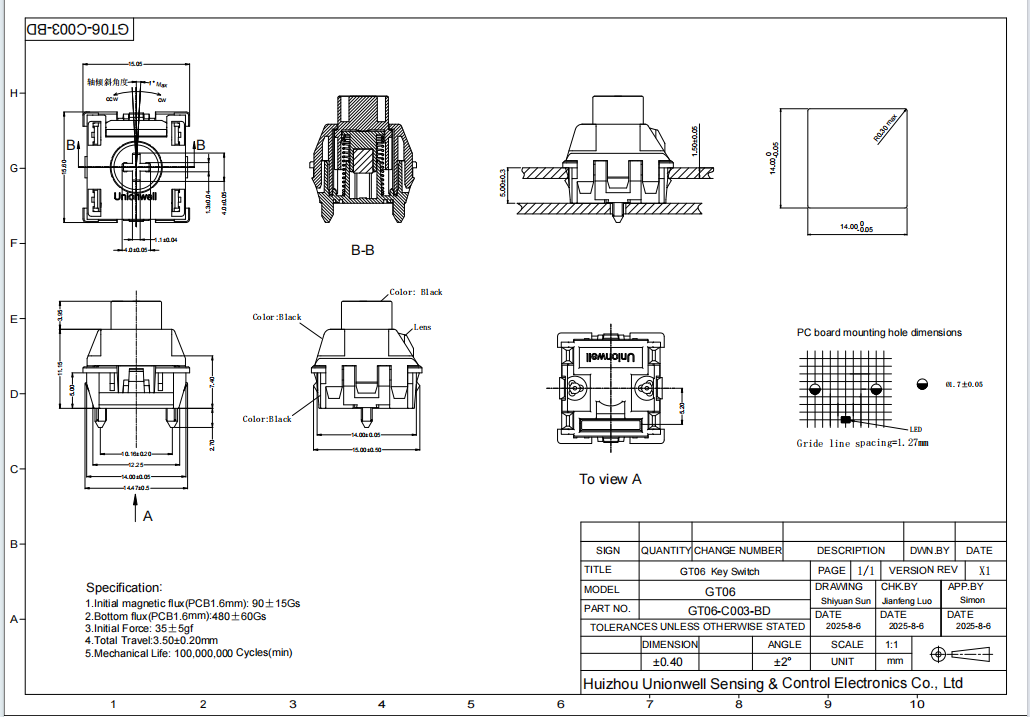 Ink Jade polar magnetic keyboard switch drawing